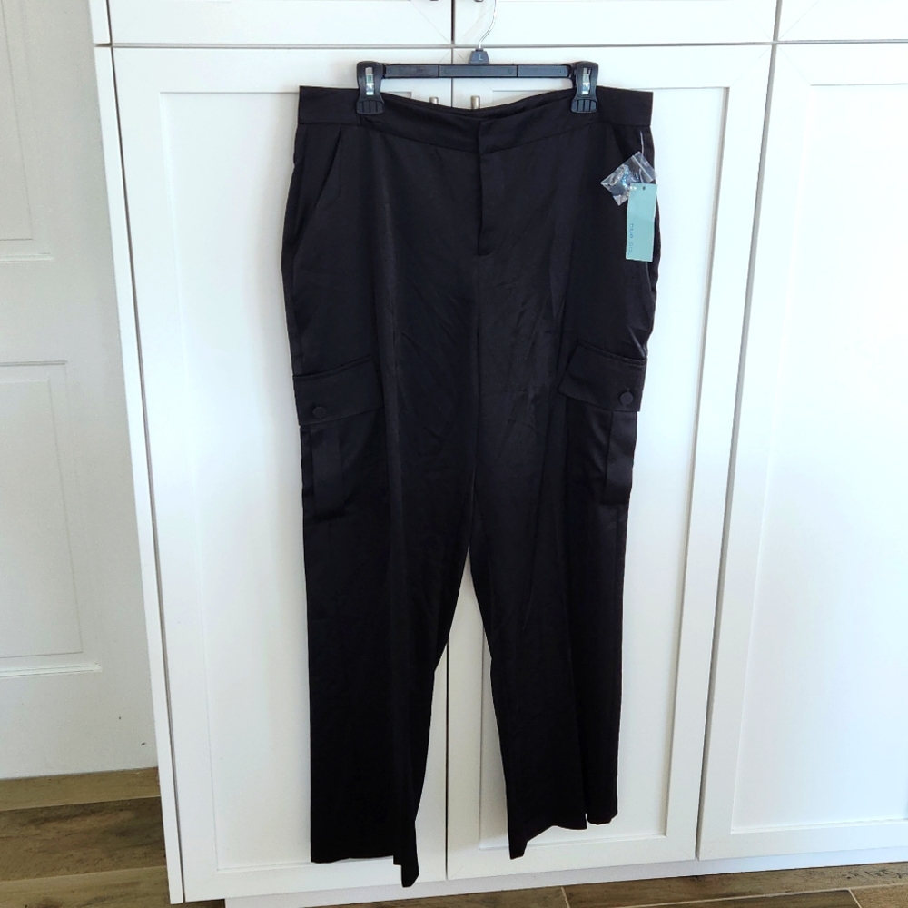 Black Silky Wide Leg Women's Dress Pants